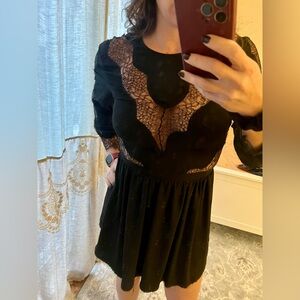 Iro black lace mini dress